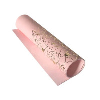 Відріз шкірзаму з тисненням золотою фольгою Golden Pion Peacht, 50х25 см