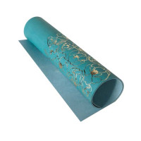 Отрез кожзама с тиснением золотой фольгой Golden Pion Turquoise, 50х25 см