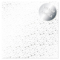 Лист кальки (веллум) із срібним візерунком Silver Stars, 30,5 см х 30,5 см (Зірки)