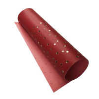 Отрез кожзама с тиснением золотой фольгой Golden Drops Red, 50х25 см