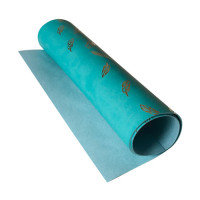 Відріз шкірзаму з тисненням золотою фольгою Golden Feather Turquoiset, 50х25 см