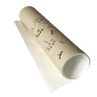 Відріз шкірзаму з тисненням золотою фольгою Golden Dill Beige, 50х25 см