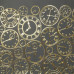 Отрез кожзама с тиснением золотой фольгой Golden Clocks Gray, 50х25 см