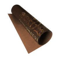 Отрез кожзама с тиснением золотой фольгой Golden Gears Chocolate, 50х25 см