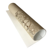 Отрез кожзама с тиснением золотой фольгой Golden Gears Beige, 50х25 см