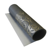 Відріз шкірзаму з тисненням золотою фольгою Golden Gears Gray, 50х25 см