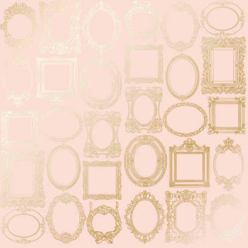 Лист односторонней бумаги с фольгированием Golden Frames Peach, 30,5 см х 30,5 см