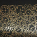 Отрез кожзама с тиснением золотой фольгой Golden Clocks Black, 50х25 см