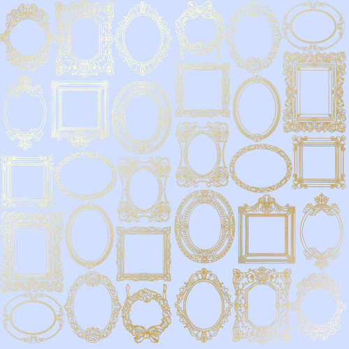 Лист односторонней бумаги с фольгированием Golden Frames Purple, 30,5 см х 30,5 см