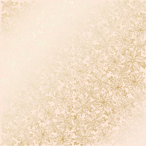 Лист односторонней бумаги с фольгированием Golden Poinsettia Beige, 30,5 см х 30,5 см
