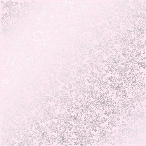 Лист односторонней бумаги с фольгированием Golden Poinsettia Light pink, 30,5 см х 30,5 см