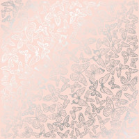 Лист односторонней бумаги с серебряным тиснением Silver Butterflies Peach, 30,5 см х 30,5 см