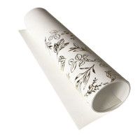 Отрез кожзама с тиснением золотой фольгой Golden Branches White, 50х25 см