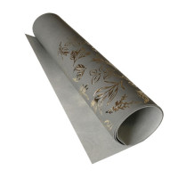 Відріз шкірзаму з тисненням золотою фольгою Golden Branches Gray, 50х25 см