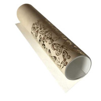 Відріз шкірзаму з тисненням золотою фольгою Golden Butterflies Beige, 50х25 см