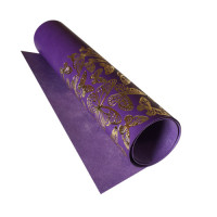 Отрез кожзама с тиснением золотой фольгой Golden Butterflies Violet, 50х25 см
