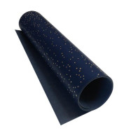 Відріз шкірзаму з тисненням золотою фольгою Golden Mini Drops Dark blue, 50х25 см