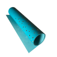 Отрез кожзама с тиснением золотой фольгой Golden Maxi Drops Bright blue, 50х25 см