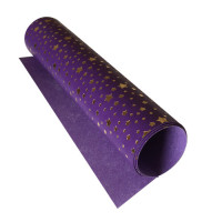 Відріз шкірзаму з тисненням золотою фольгою Golden Stars Violet, 50х25 см