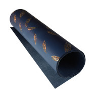Відріз шкірзаму з тисненням золотою фольгою Golden Feather Dark blue, 50х25 см