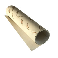 Відріз шкірзаму з тисненням золотою фольгою Golden Feather Beige, 50х25 см