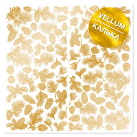 Лист кальки (веллум) із золотим візерунком Golden Pine cones 30,5х30,5 см (соснові шишки)
