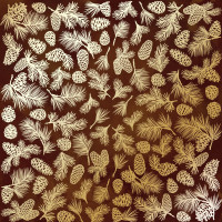 Аркуш одностороннього паперу з фольгуванням, Golden Pine cones Brown aquarelle, 30,5 см х 30,5 см