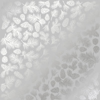 Аркуш одностороннього паперу зі срібним тисненням Silver Pine cones Gray, 30,5 см х 30,5 см