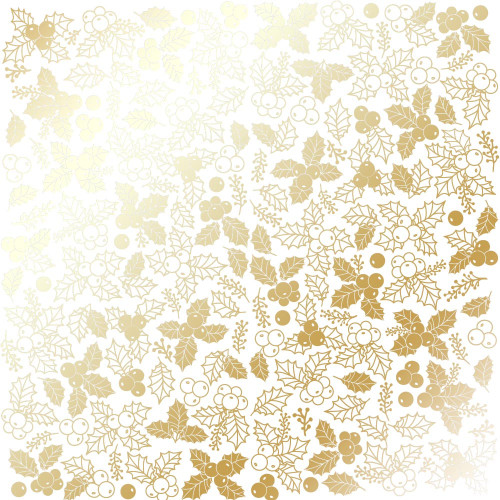 Лист одностороннього паперу з фольгуванням Golden Winterberries White, 30,5 см х 30,5 см