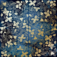 Лист односторонней бумаги с фольгированием Golden Winterberries Dark blue, 30,5 см х 30,5 см
