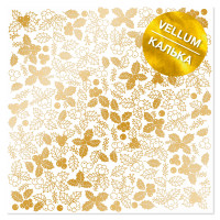 Лист кальки (веллум) с золотым узором Golden Winterberries 30,5х30,5 см (Винтерберри)