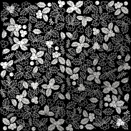 Лист односторонней бумаги с серебряным тиснением Silver Winterberries Black, 30,5 см х 30,5 см