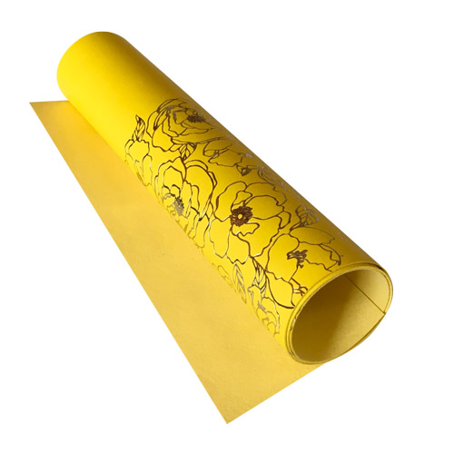 Отрез кожзама с тиснением золотой фольгой Golden Pion Yellow, 50х25 см