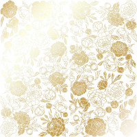 Лист односторонней бумаги с фольгированием Golden Peony Passion White, 30,5 см х 30,5 см