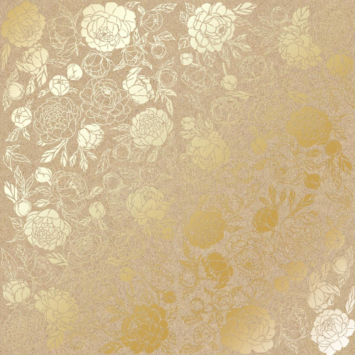Аркуш одностороннього паперу з фольгуванням Golden Peony Passion Kraft, 30,5 см х 30,5 см