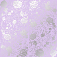 Аркуш одностороннього паперу зі срібним тисненням Silver Peony Passion Purple, 30,5 см х 30,5 см