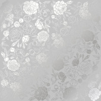 Аркуш одностороннього паперу зі срібним тисненням Silver Peony Passion Gray, 30,5 см х 30,5 см