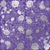 Аркуш одностороннього паперу зі срібним тисненням Silver Peony Passion Lavender, 30,5 см х 30,5 см