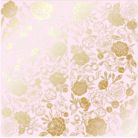 Аркуш одностороннього паперу з фольгуванням, Golden Peony Passion Light pink, 30,5 см х 30,5 см