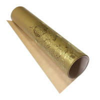 Отрез кожзама с тиснением золотой фольгой Golden Peony Passion, color Gold, 50х25 см