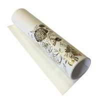 Отрез кожзама с тиснением золотой фольгой Golden Peony Passion, color White, 50х25 см