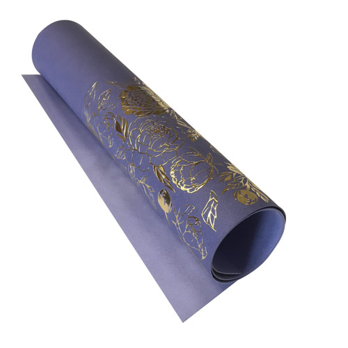 Отрез кожзама с тиснением золотой фольгой Golden Peony Passion, color Lavender, 50х25 см