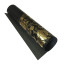 Відріз шкірзаму з тисненням золотою фольгою Golden Peony Passion, color Glossy black, 50х25 см