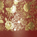 Відріз шкірзаму з тисненням золотою фольгою Golden Peony Passion, color Wine red, 50х25 см
