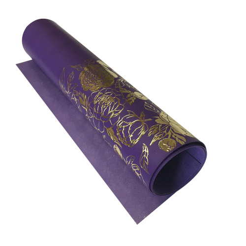 Отрез кожзама с тиснением золотой фольгой Golden Peony Passion, color Violet, 50х25 см