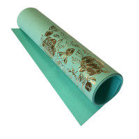 Отрез кожзама с тиснением золотой фольгой Golden Peony Passion, color Mint, 50х25 см