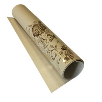 Відріз шкірзаму з тисненням золотою фольгою Golden Peony Passion, color Beige, 50х25 см