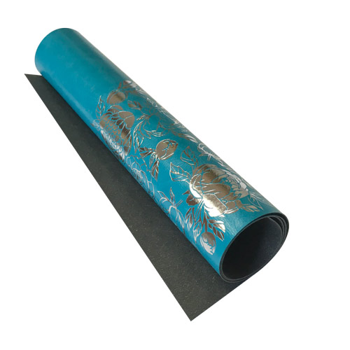 Відріз шкірзаму з тисненням срібною фольгою Silver Peony Passion, Turquoise, 50х25 см