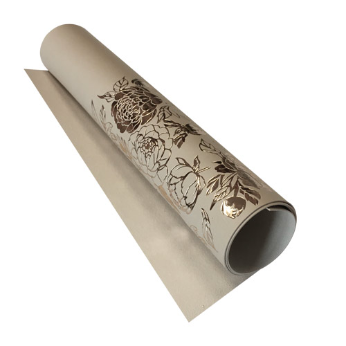 Відріз шкірзаму з тисненням срібною фольгою Silver Peony Passion, Beige, 50х25 см