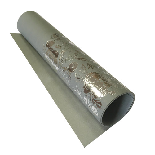 Відріз шкірзаму з тисненням срібною фольгою Silver Peony Passion, Gray, 50х25 см